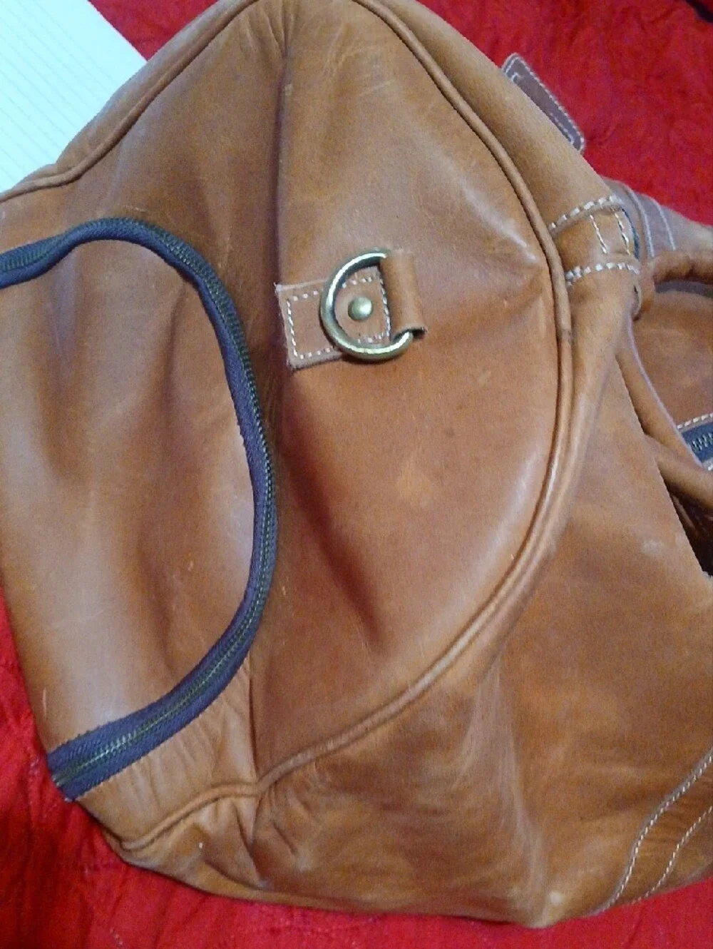 Leather Weekender Duffel Bag - Tan